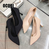 Autumn Spring Cotton Boots Fashion Elastic Farbic Sexy Party Pumps Black Nude Women Pointed Toe High Heels Mature Shoes Size 39