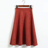 Neophil Women Suede High Waist Midi Skirt 2019 Winter Vintage Style Elastic Ladies A Line Black Green Flare Fashion Skirt  S29A4