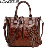 2 Set Patent Leather Ladies Hand Bags Purse luxury Handbags Women Bags Designer Alligator Tote Crossbody Bags Bolsas de Mujer