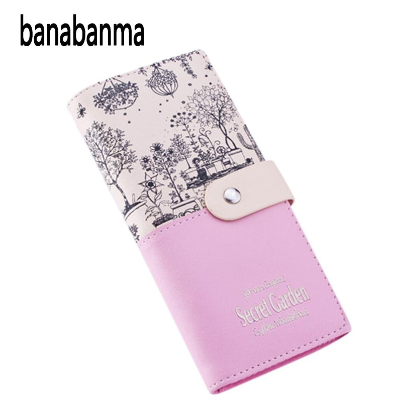 PinShang Wallet Women Landscape Pattern PU Purse Card Holder Hand Hold Wallet Fashionable Coins Pocket Female Purse Clutch zk30