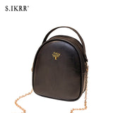 S.IKRR Simple Retro Women Handbag Chain Shoulder Bag Ladies Oil Wax Leather Purse Crossbody Bags For Women 2019 Mini Hand Bags