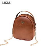 S.IKRR Simple Retro Women Handbag Chain Shoulder Bag Ladies Oil Wax Leather Purse Crossbody Bags For Women 2019 Mini Hand Bags
