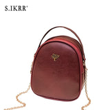 S.IKRR Simple Retro Women Handbag Chain Shoulder Bag Ladies Oil Wax Leather Purse Crossbody Bags For Women 2019 Mini Hand Bags