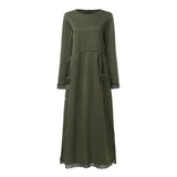 Fashion Women's Autumn Sundress ZANZEA 2019 Lace Patchwork Sweatshirts Dress Female Hoodies Plus Size Maxi Vestidos Pullover 5XL