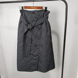 Winter Skirts Woment High Waist Asymmetrical Button Long Skirts Korean Fashion Ladies faldas
