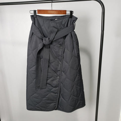 Winter Skirts Woment High Waist Asymmetrical Button Long Skirts Korean Fashion Ladies faldas