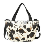 Vintage Cow Pattern Women Handbags Designer Bamboo Handle Hand Bags Casual Large Capacity Totes Female Purses lady Bucket Bag