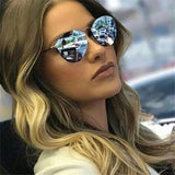 NYWOOH Cat Eye Sunglasses Women Luxury Coating Mirror Sun Glasses Female Retro Rimless Metal Eyewear UV400